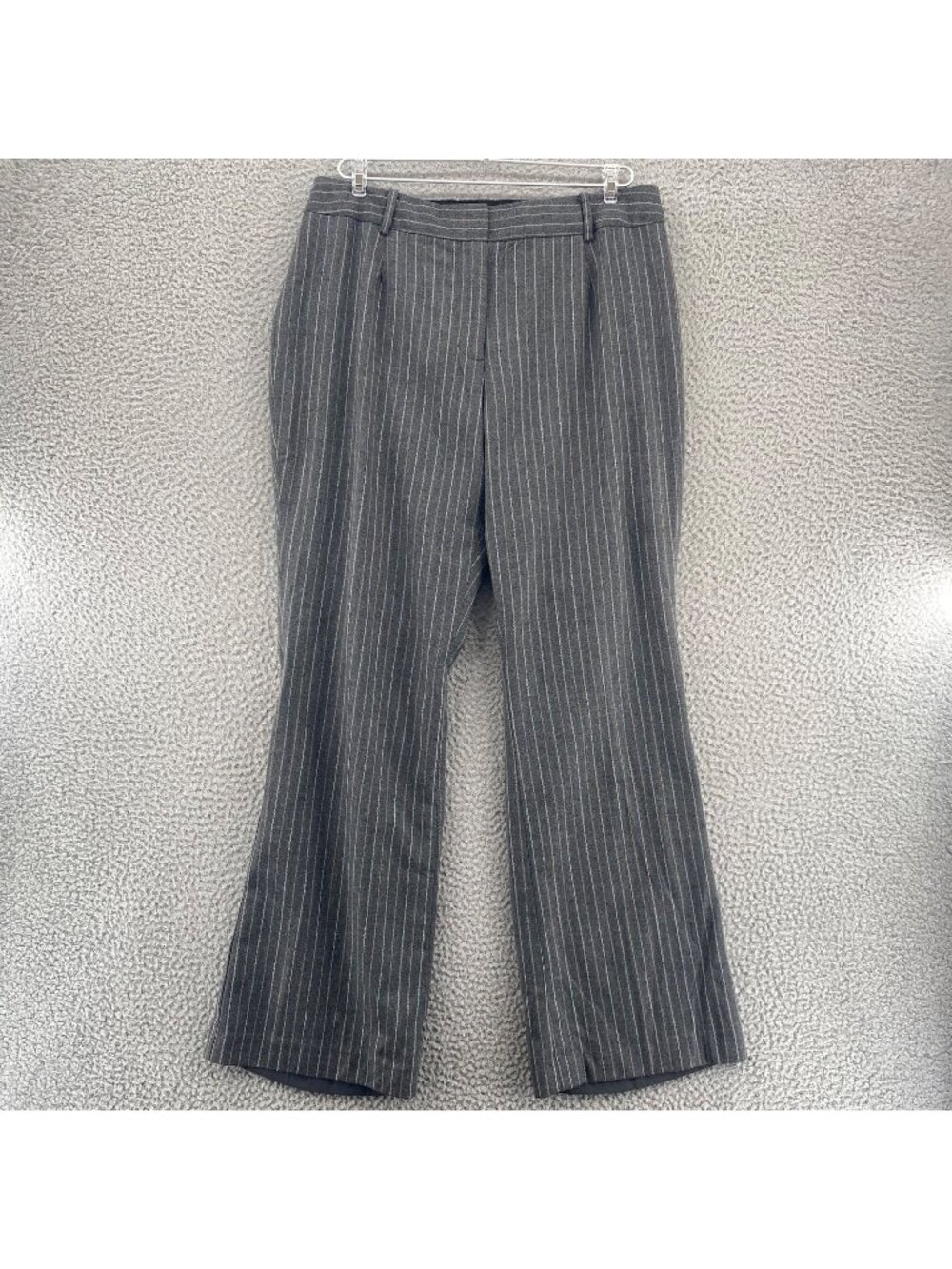 Talbots Pants Womens 12W Gray Pinstripe Wool Stretch Wide Leg Trousers Career